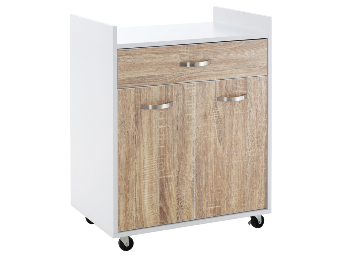 Carrinho de Cozinha com 4 Rodas, Porta-alimentos, Madeira 60x40x77cm Carvalho | S/MARCA