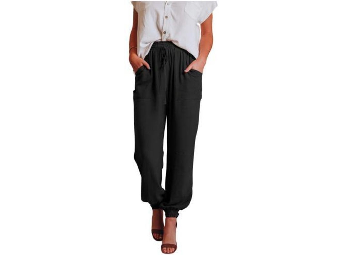 2026 pantalones Deportivos para Mujer Suaves com Cintura Elástica e Cordão Bolsos Amples XL Negro
