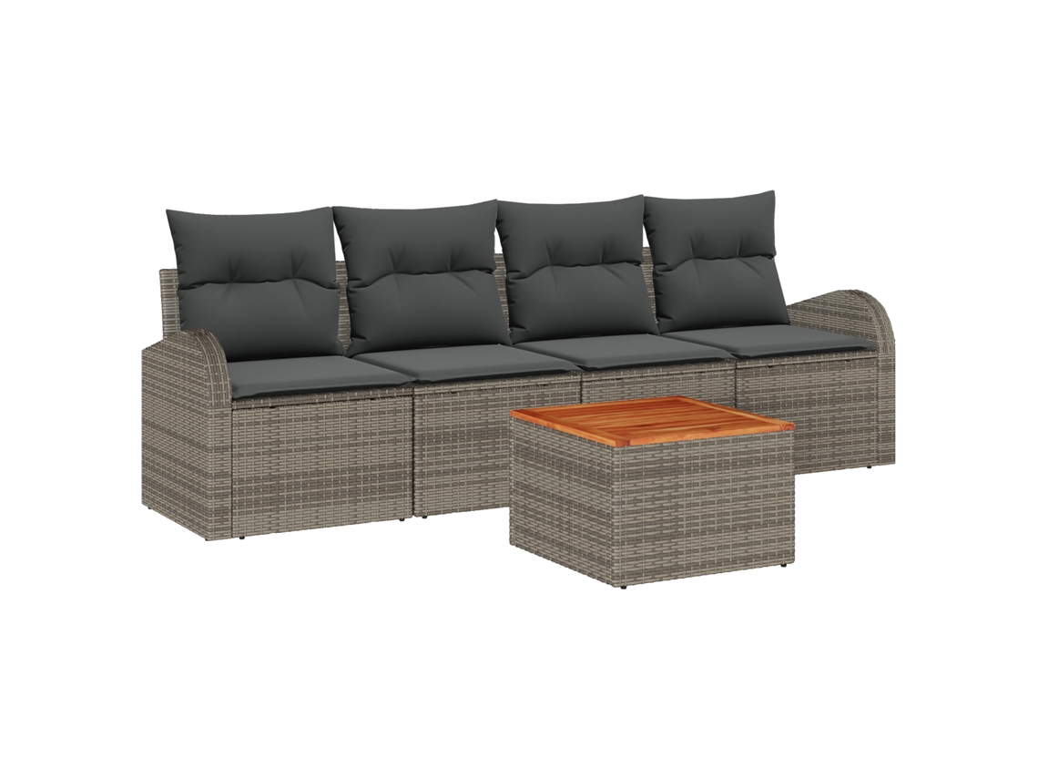Conjunto 5 Sofá Modular Vidaxl Cinzento Vime Pe (55 X 55 X 37 Cm)