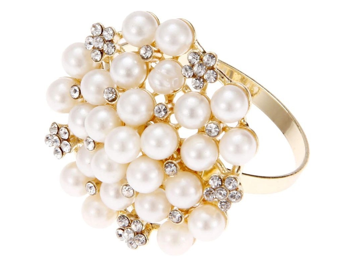 Aros de guardanapo Nova Line com pérolas, decoração de mesa, dourado, 6 peças