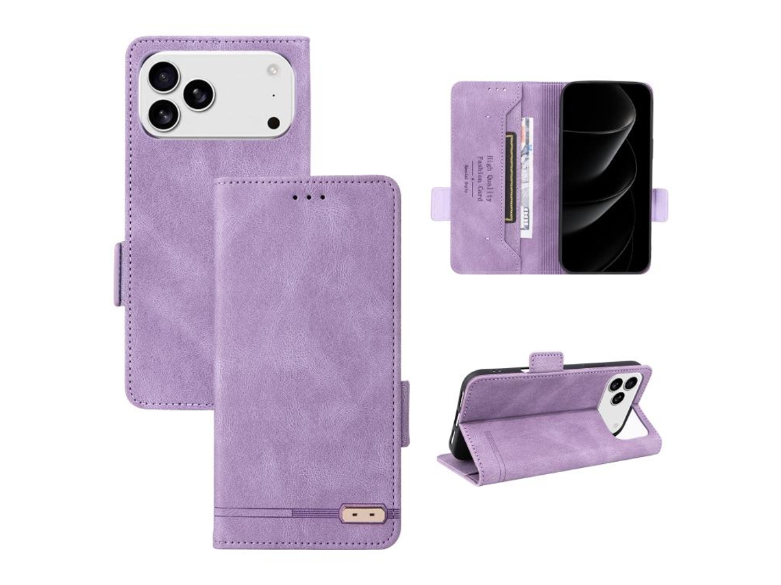 Capa De Couro Para Iphone 17 Pro Com Fecho Magnético