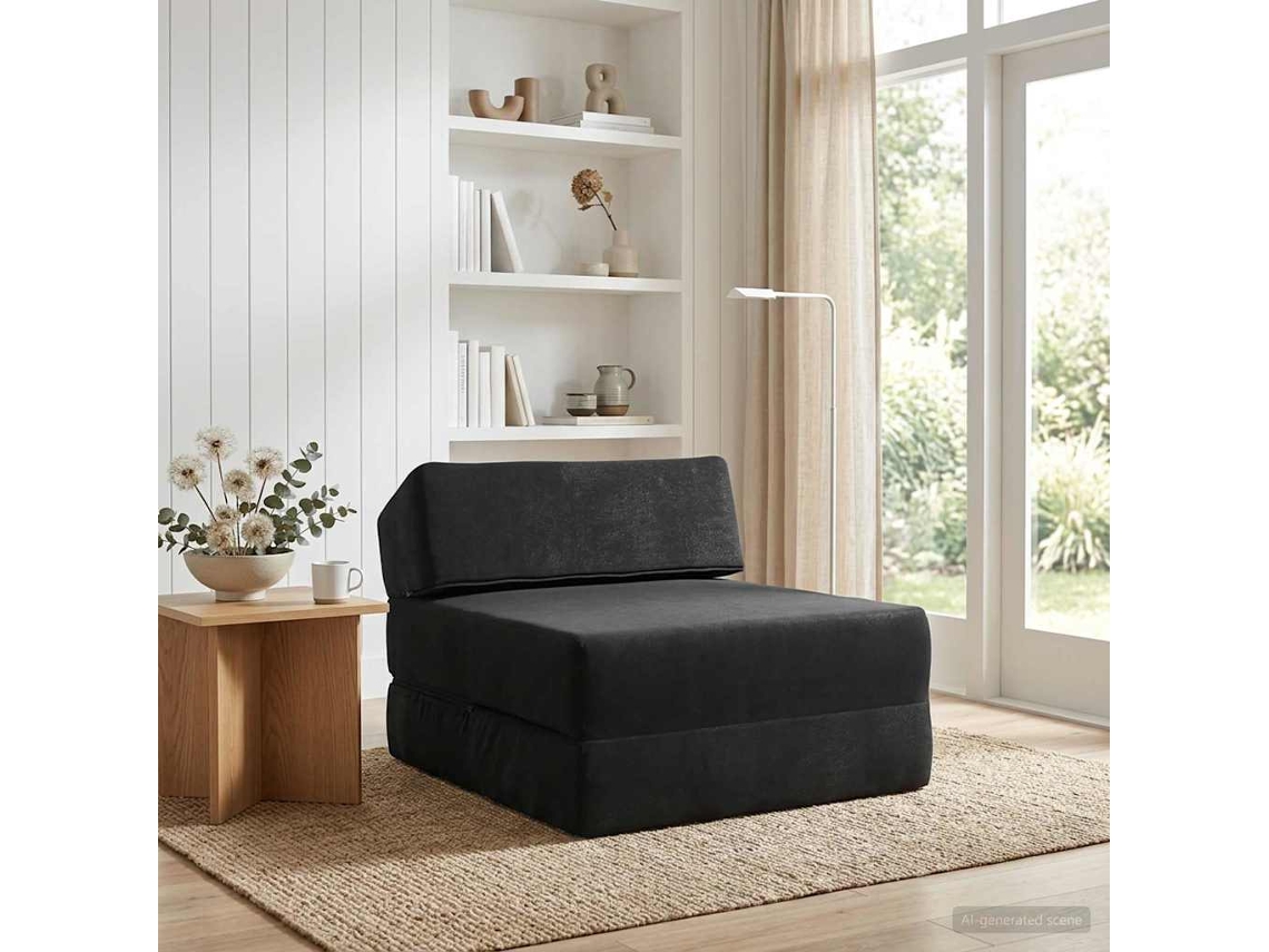 Vidaxl Sofá Cama Dobrável Preto 60 X 70 X 41 Cm Tecido