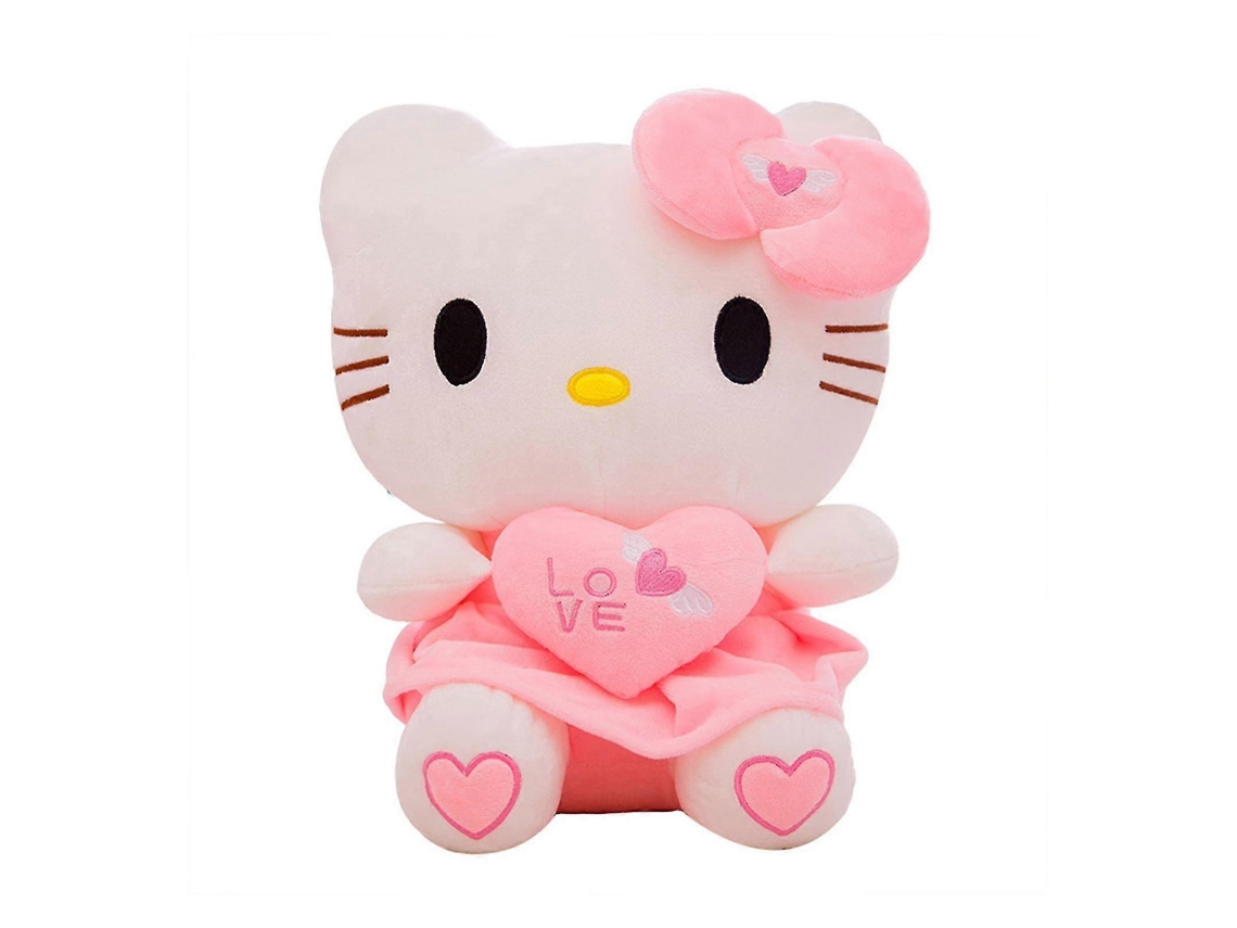 Pelúcia De Gato Rosa Com Coração E Laço