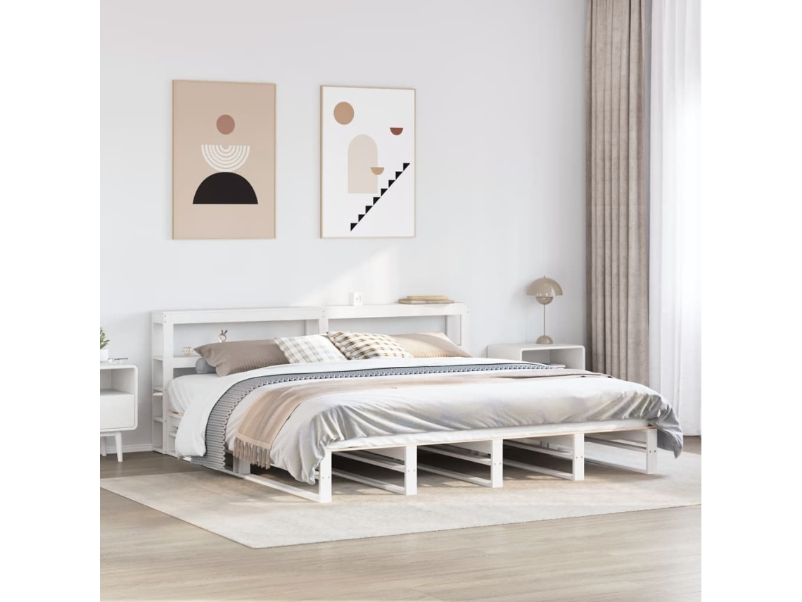 Vidaxl Cama Sem Colchão 180x200 Cm Madeira De Pinho Maciça Branco