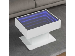 Vidaxl Mesa De Centro C/ Leds 70x50x45 Cm Derivados De Madeira Branco