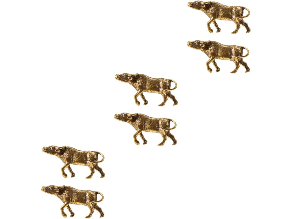 Conjunto De 6 Peças De Pingentes Em Latão Com Design De Vaca, Decoração Criativa, Chaves E Acessórios, Miniaturas Originais E Elegantes.