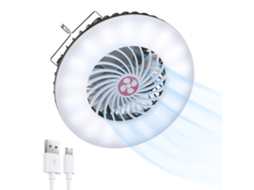 Lanterna De Camping Portátil Com Ventilador Solar Usb Recarregável Luz Led Para Tenda Emergência Ao Ar Livre
