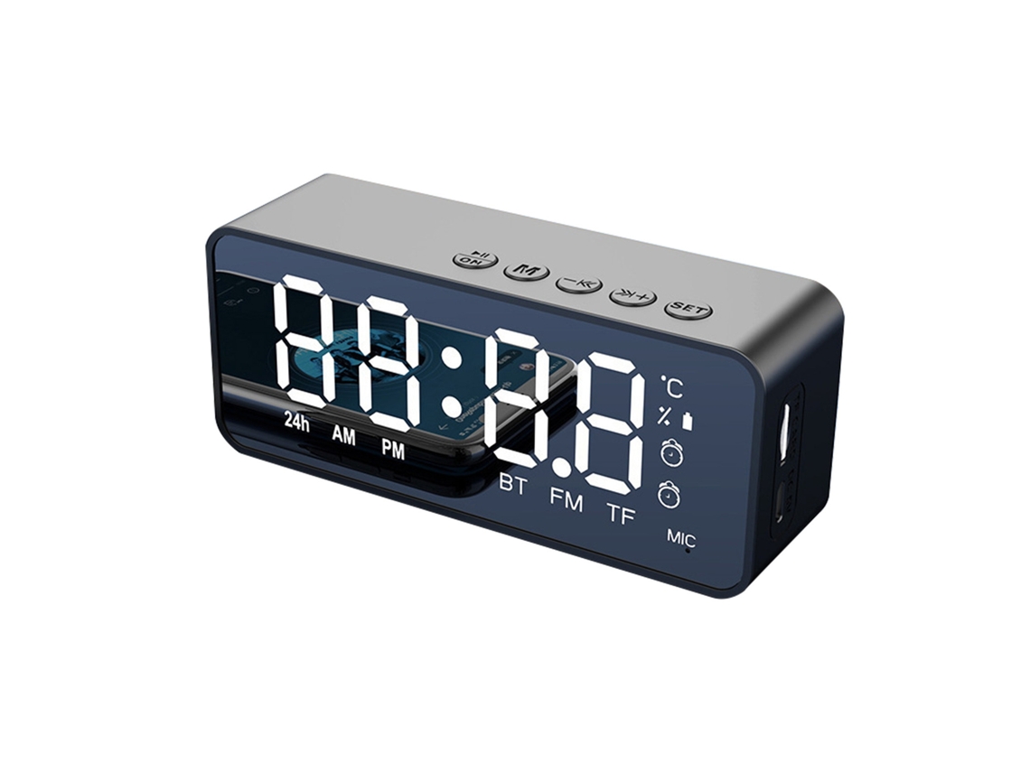 G50 Alto-Falante Sem Fio Mini Espelho Superfície Design Suporte Cartão Tf 2 em 1 Prático Alto-Falante Despertador Compatível com Bluetooth para Casa-P