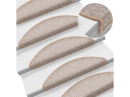 Vidaxl Tapetes De Escada 15 Peças 56x17x3 Cm Marrom Claro Semicircular