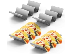4 Porta Tacos de Acero Inoxidable 304, Resistente À Corrosão, Antiderrapante, Fácil de Limpar, Ideal para Festas e Celebrações