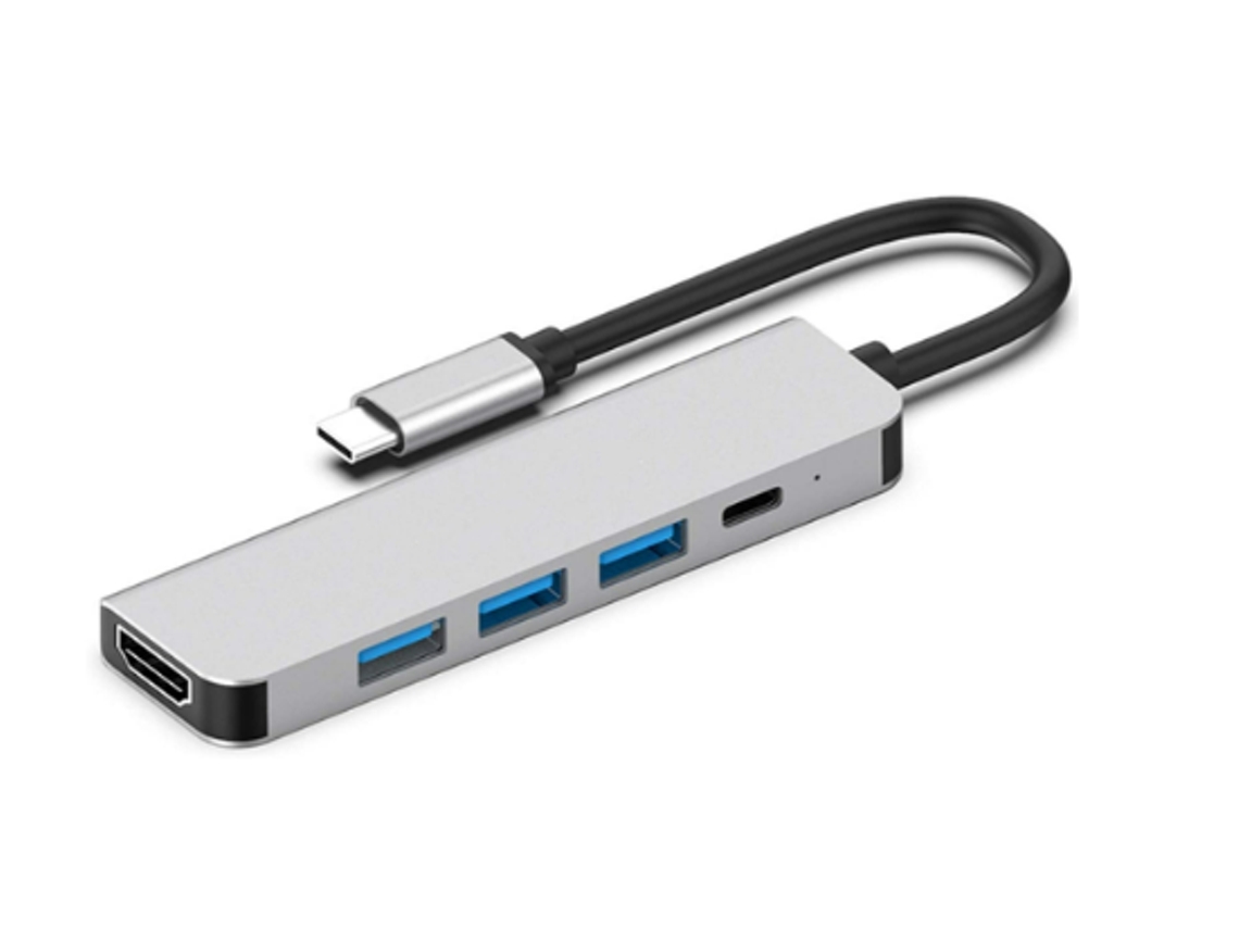 Adaptador Multiporta Usb C Hub 5 Em 1, Hdmi 4k, 3 Usb 3.0, 100w Pd, Compatível Macbook Pro/air Etc Preto Bestvite