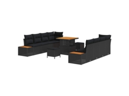 Maison Exclusive - Conjunto De Sofá De Jardim 11 Pcs Preto Rattan Sintético