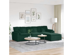 Vidaxl Sofá Modular Com Pufes E Almofadas Verde-escuro