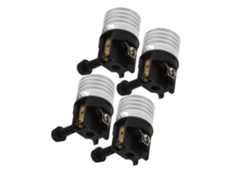 Conjunto De 4 Soquetes E26 Triplos Para Lâmpadas, Em Plástico, Com Interruptor De Posição.