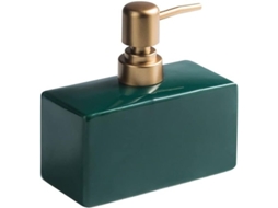 2026-dispensador De Jabón De Cerámica Verde Oscuro Con Bomba Dorada Mate Para Baño, Rectangular