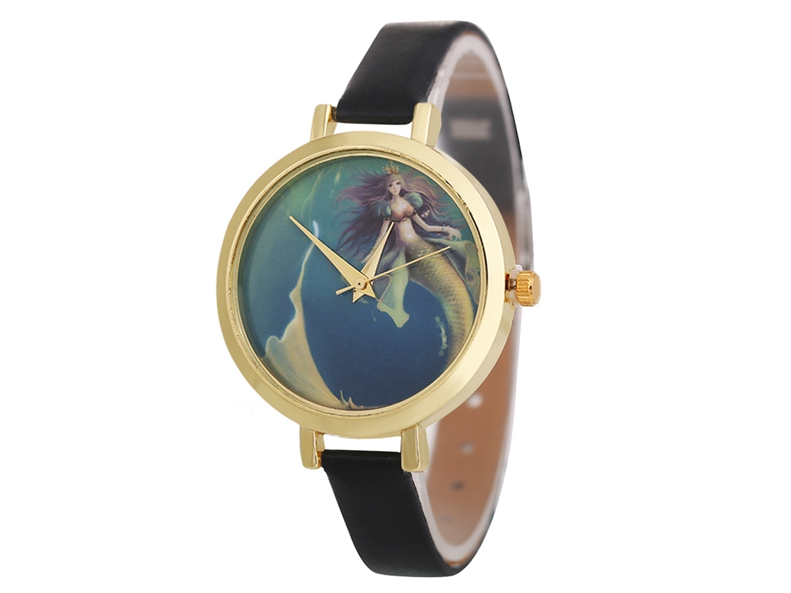 Relógio Feminino Zhoulianfa Casual de Moda com Pulseira de Couro Quartz Preto