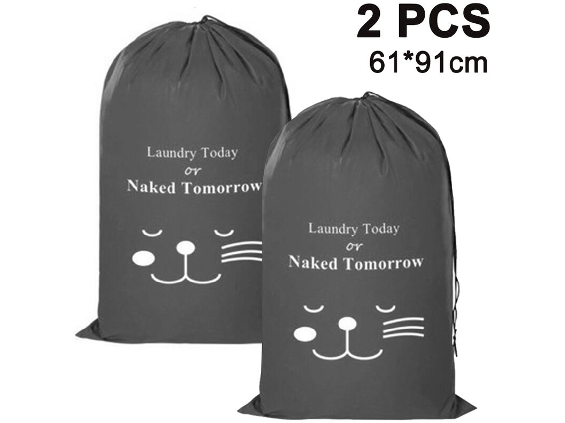 Conjunto de 2 Sacos Roupa Suja com Zíper e Alças, Ihomagic Saco de Roupa Suja Dobrável e Resistente a Rasgos BRILVIBERA