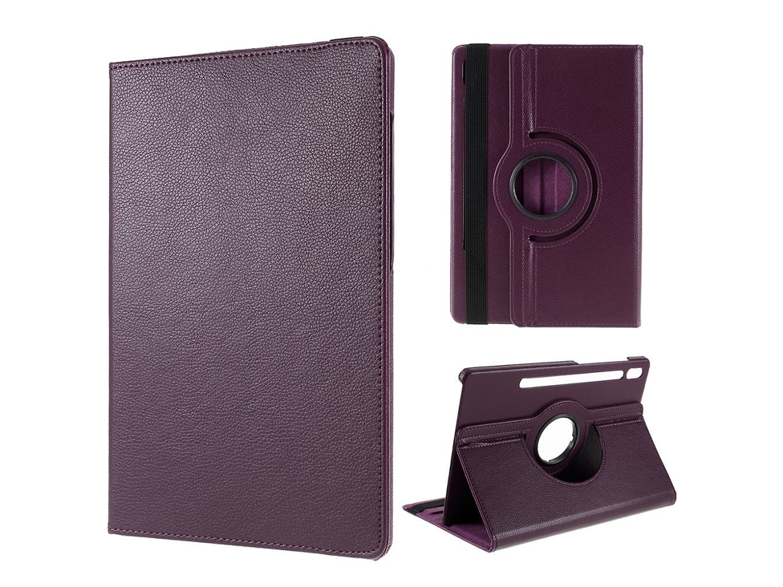 Capa Para Tablet Samsung Galaxy Tab S9/s8 Com Suporte Giratório - Roxa Com Elástico.