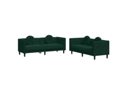 Maison Exclusive - 2 Pcs Conjunto De Sofás Com Almofadas Veludo Verde-escuro