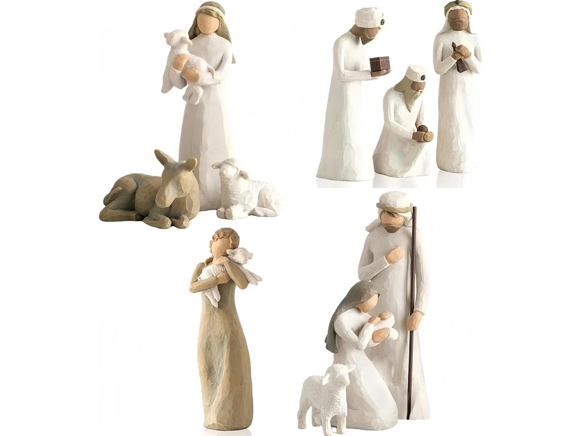 Conjunto De 10 Figuras De Creche Em Resina, Creche De Resina, Decoração De Creche,