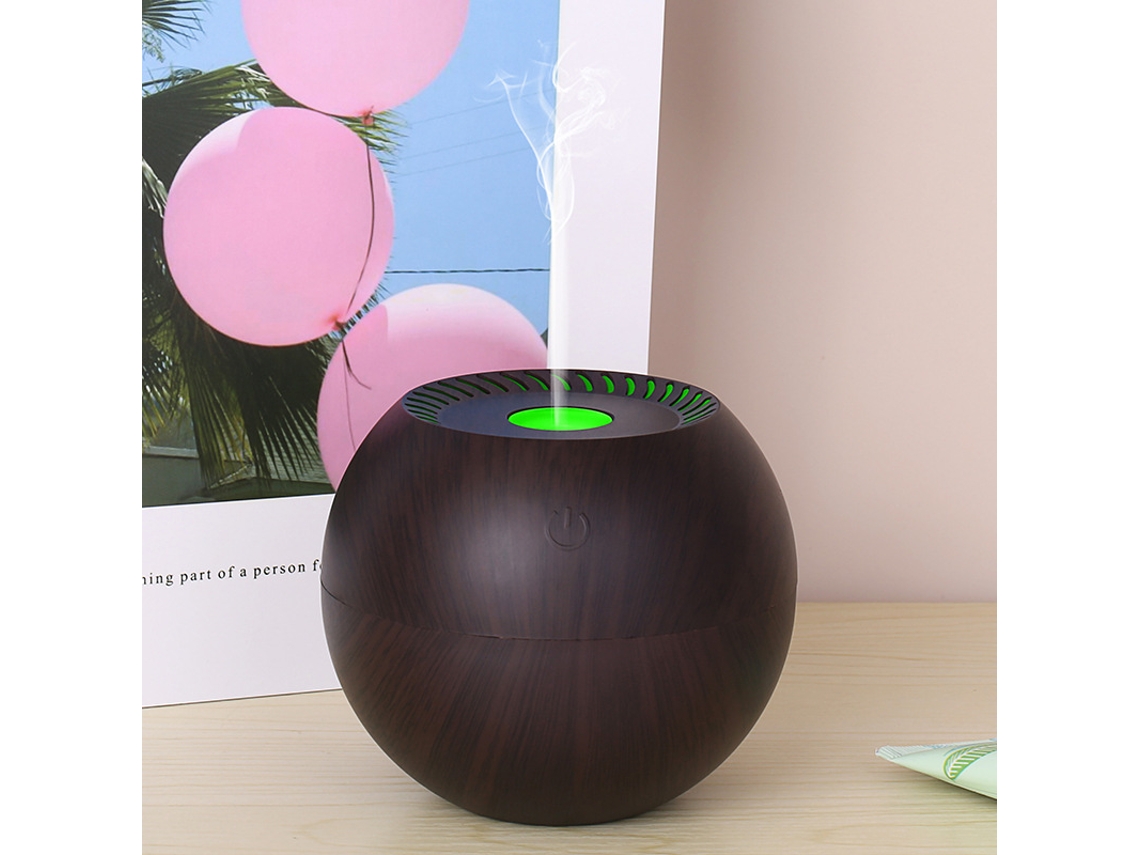 Máquina De Aromaterapia Bola Colorida Grão De Madeira Escura*