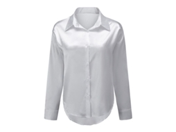 Camisa FEMININA FAST de Seda Brilho com Gola Lapela e Botões