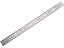 Régua portátil feita de aço inoxidável de alta dureza, ideal para estudantes e uso na indústria metalúrgica, com medidas.