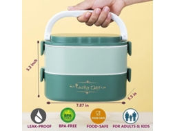 Rebe-recipiente De Almoço Para Adultos E Crianças, De Dupla Camada Empilhável, Hermético, Apto Para Micro-ondas, Sem Bpa, Material Seguro-verde