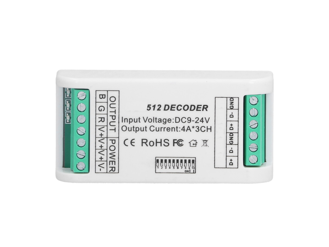 2026 controlador de Decodificador Led Rgb de 3 Canales Dmx512 para Tiras Led, Voltaje Constante 9‑24v