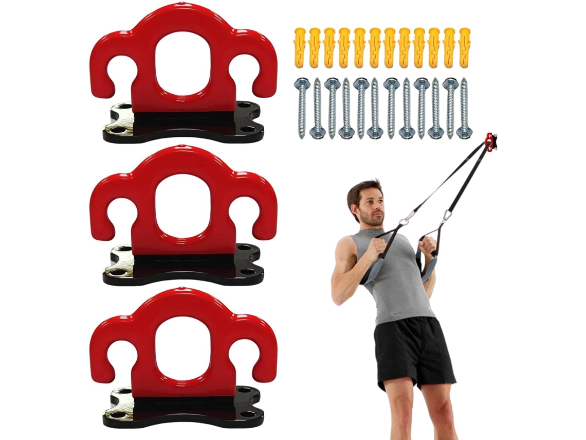 Ganchos Para Faixas Elásticas De Resistência Parede, Reforçados, 3 Peças | Sistema Montagem Na Equipamentos