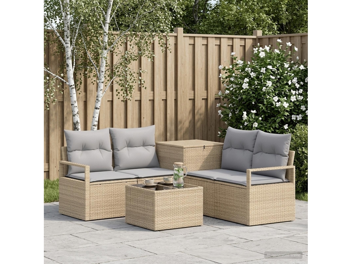 Vidaxl Conjunto De Sofás 6 Unid. Bege E Cinza Claro