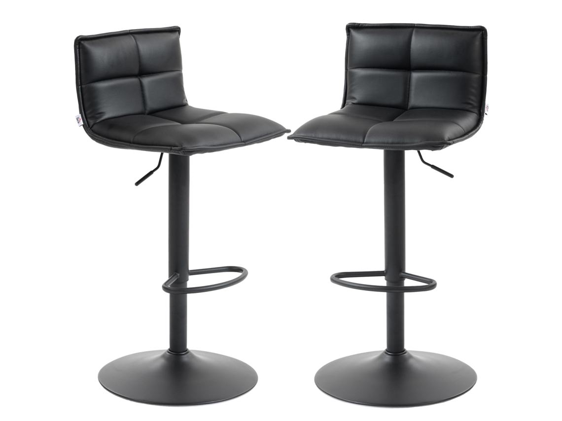 Conjunto de 2 Banquinhos. Cadeiras de Bar Ajustáveis em Altura com Assento Giratório em Pu 44 X 45 X 85 106 Cm Preto Ge