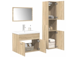 Vidaxl 4 Pcs Conj. Móveis Casa Banho Derivados Madeira Carvalho Sonoma