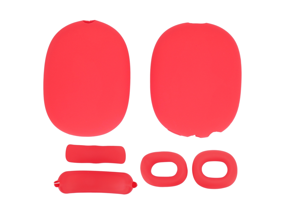 Kit Capa Protetora Para Fone De Ouvido Com Almofada De Cabeça E Orelha Em Silicone Vermelho Para Headset Over Ear Ios