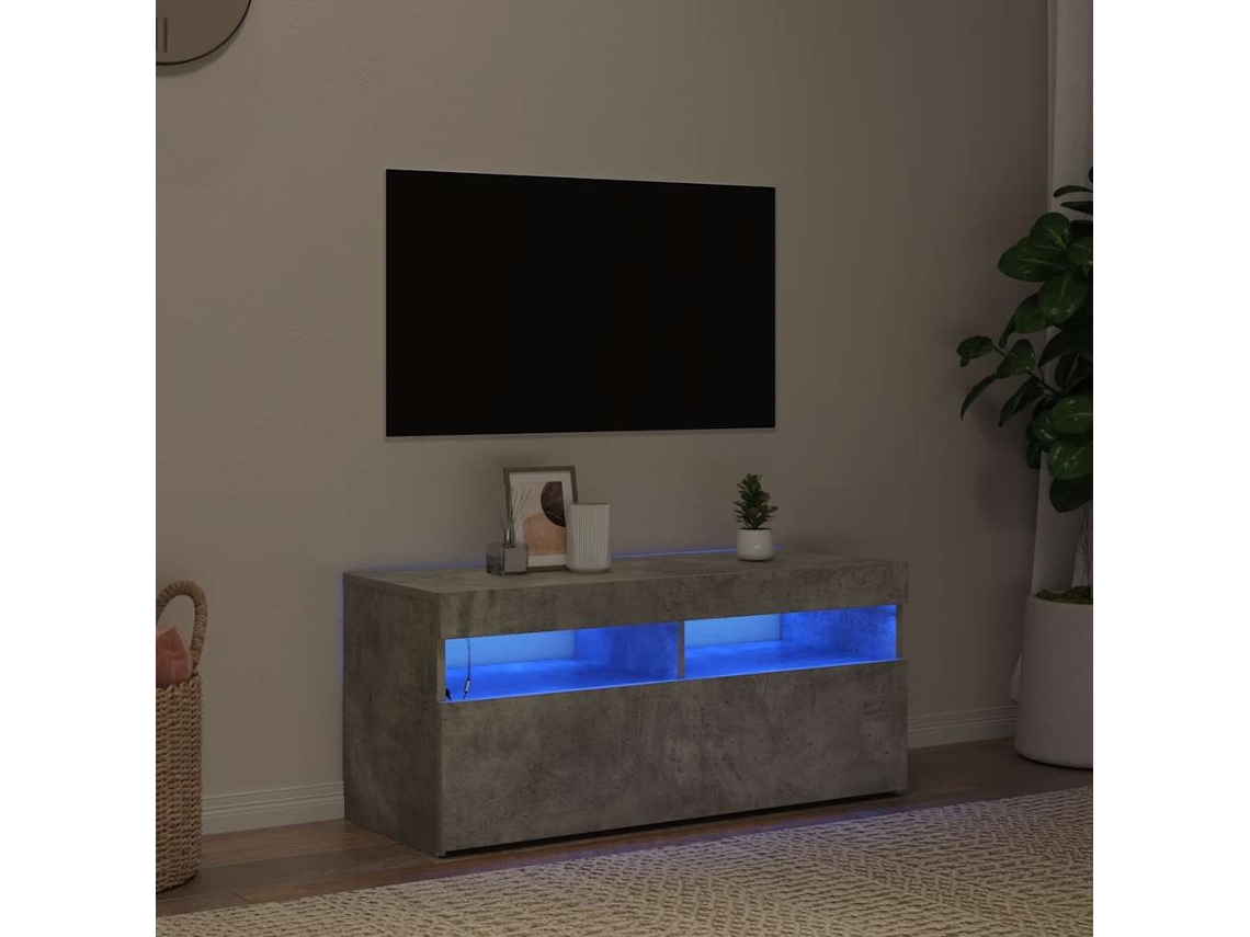 Vidaxl Móvel De Tv Com Luzes Led 90x35x40 Cm Cinzento Cimento