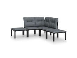 Conjunto de 5 Lounge de Jardim Vime Pe Preto e Cinzento MAISON EXCLUSIVE (5 pcs)