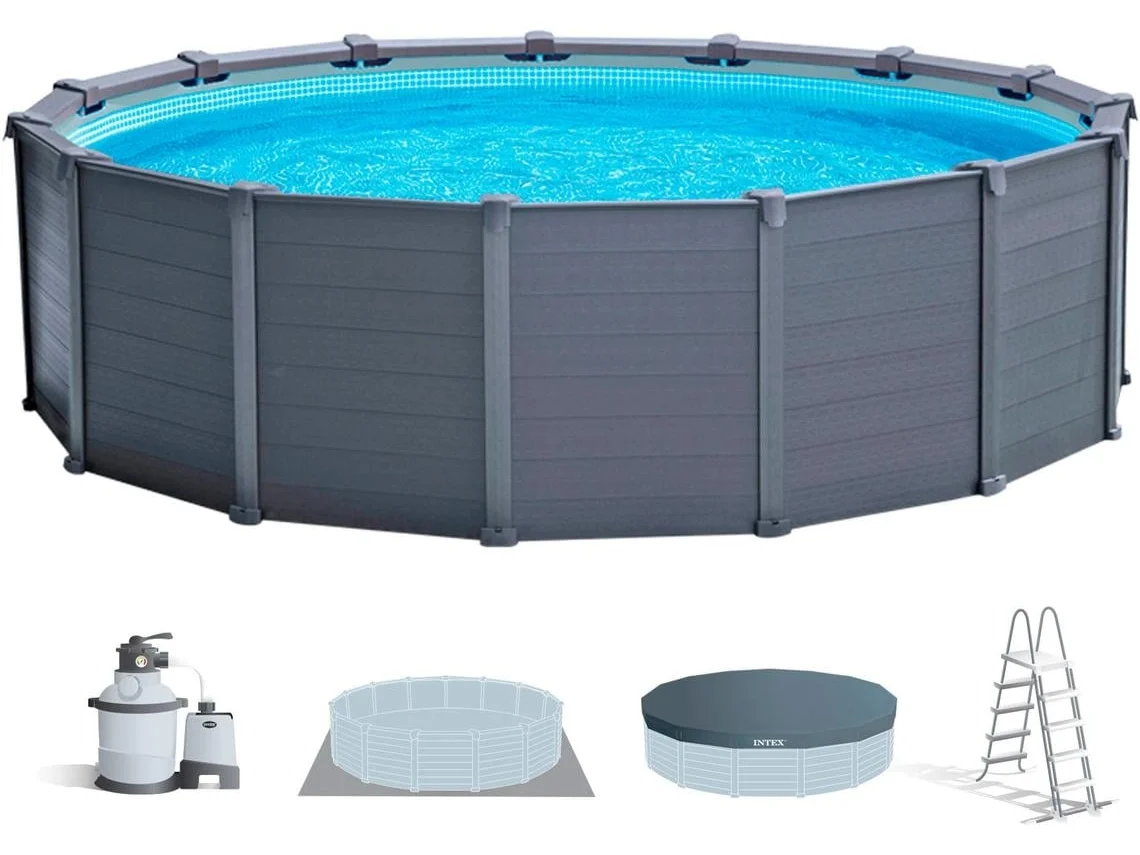 Piscina Desmontável Redonda INTEX Graphite Gray (478x124 cm)