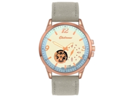 Reloj De Pulsera De Cuero Pu Hombre Empresarial Casual Simple Oro Rosa + Gris