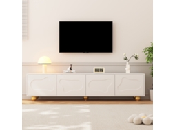 Conjunto de 3 Peças para TV com Led, até 70 polegadas, Montagem no chão ou parede, Moderno, Branco 170x35x45 cm KOMHTOM