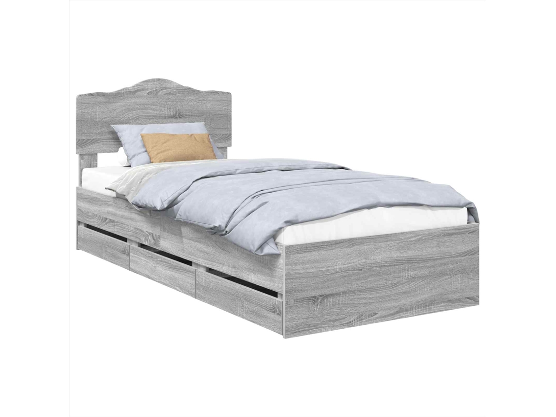 Estrutura de Cama com Gaveta MAISON EXCLUSIVE Cinza Sonoma 100 X 200 cm