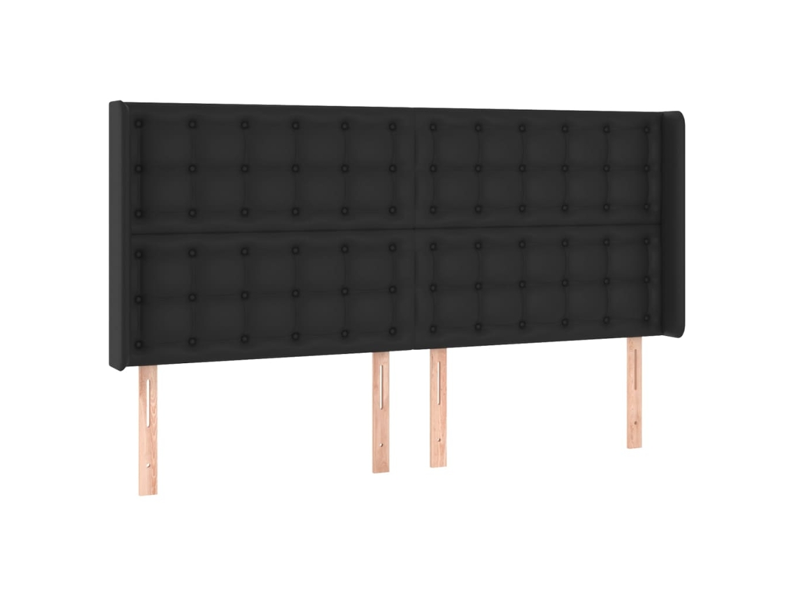Cabeceira de cama com abas couro artificial 163x16x118/128 cm preto MAISON EXCLUSIVE