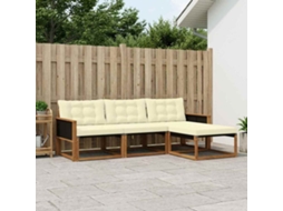 Vidaxl Conjunto De Sofás Para Exterior 4 Unid. Natural E Creme