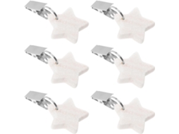 Pesos para Toalha de Mesa, Fáceis de Fixar, Feitos de Aço Inoxidável e Mármore, 6 Peças com Clipes, Design Branco CHABERLU