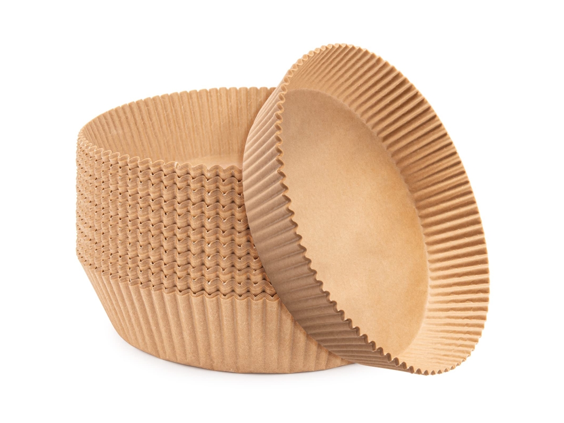 Conjunto De 100 Forros Descartáveis De Papel Manteiga Para Fritadeira A Ar, 20 Cm, Antiaderente, Cor Natural