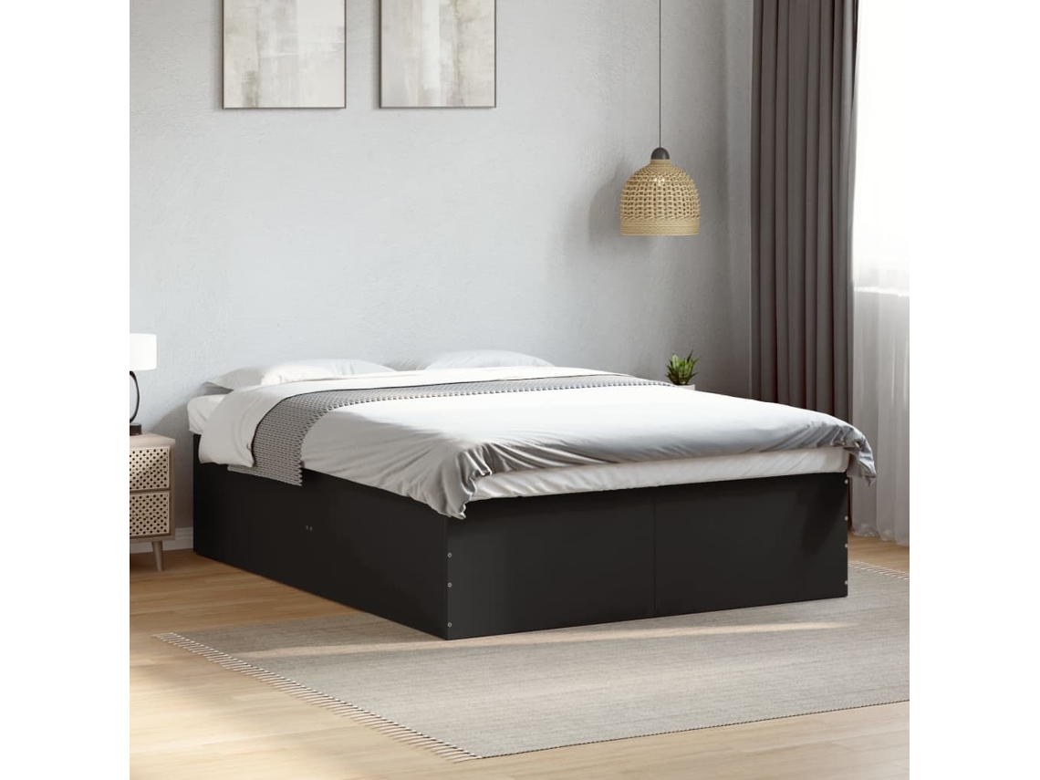 Vidaxl Estrutura De Cama 160x200 Cm Derivados De Madeira Preto
