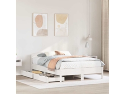 Vidaxl Cama Sem Colchão 140x190 Cm Madeira De Pinho Maciça Branco
