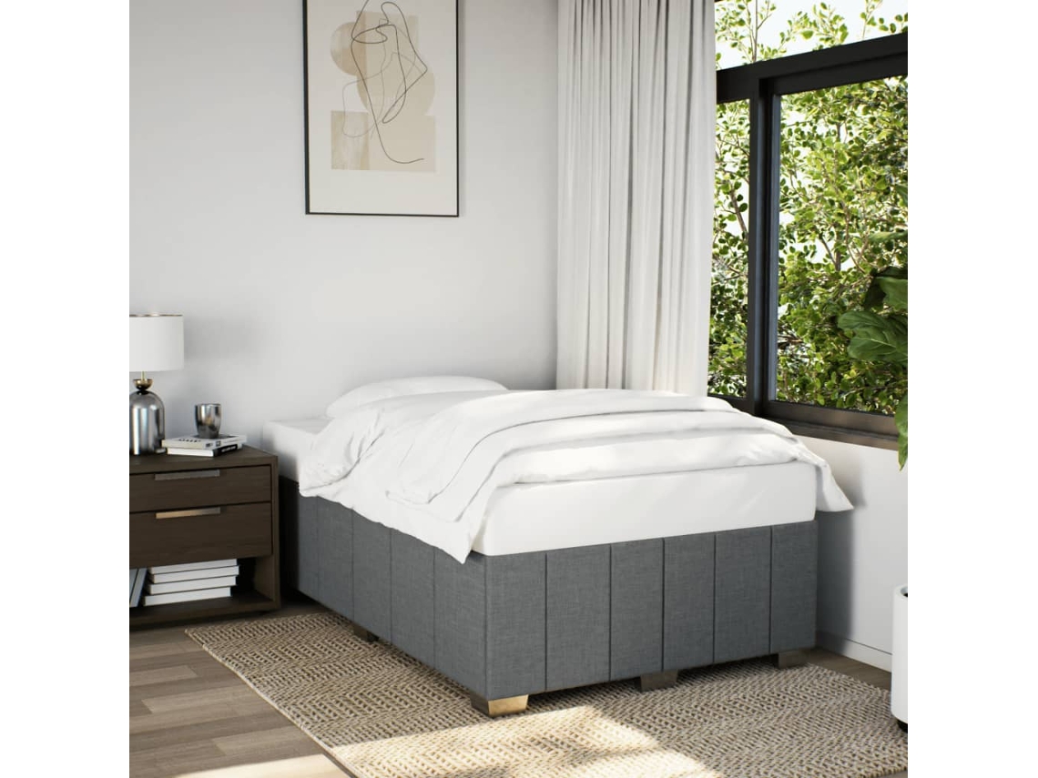 Vidaxl Estrutura De Cama Sem Colchão Cinza Escuro 120x190 Cm Tecido