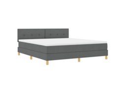 Cama Box Spring  Com Colchão E Led Cinza Escuro Vidaxl Tecido (180x200 Cm)