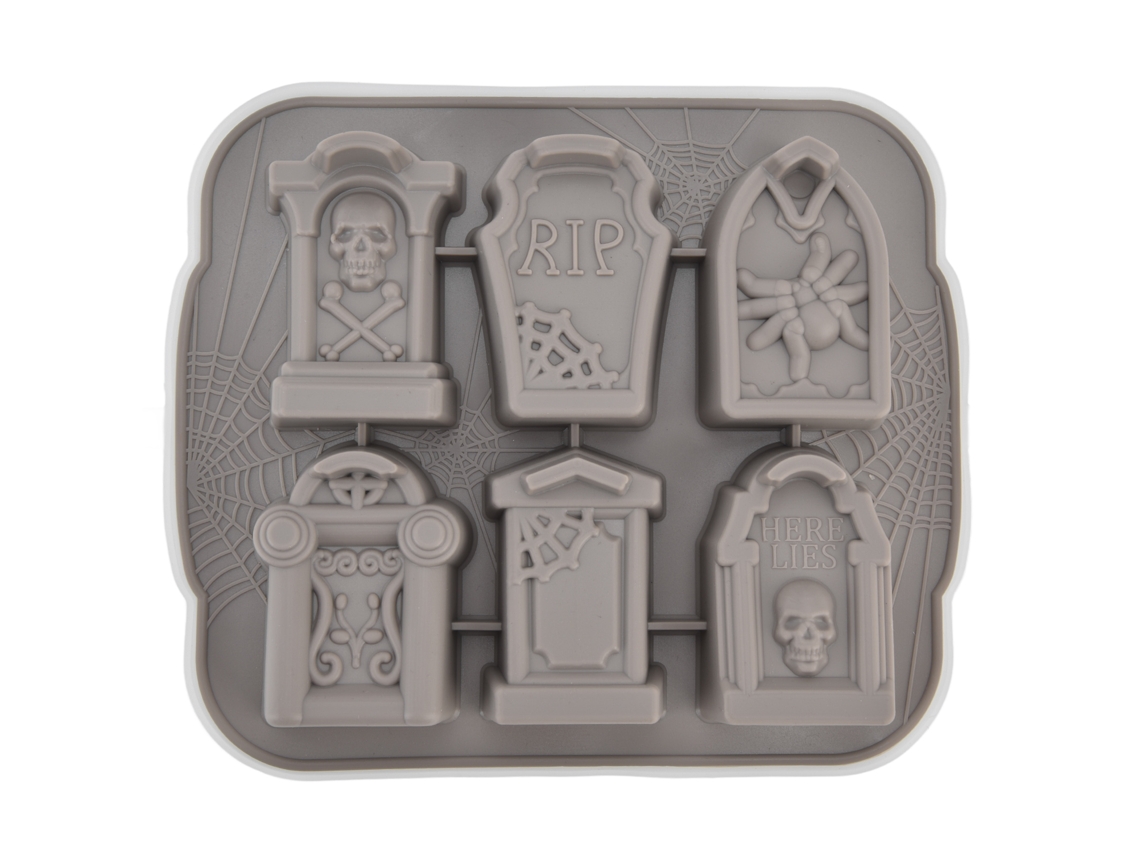 Molde de Gelo 6 Grid Silicone Forma Tombstone Halloween