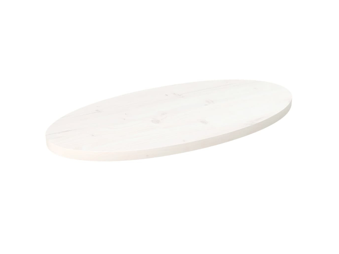 Vidaxl Tampo De Mesa Oval 80x40x2,5 Cm Pinho Maciço Branco